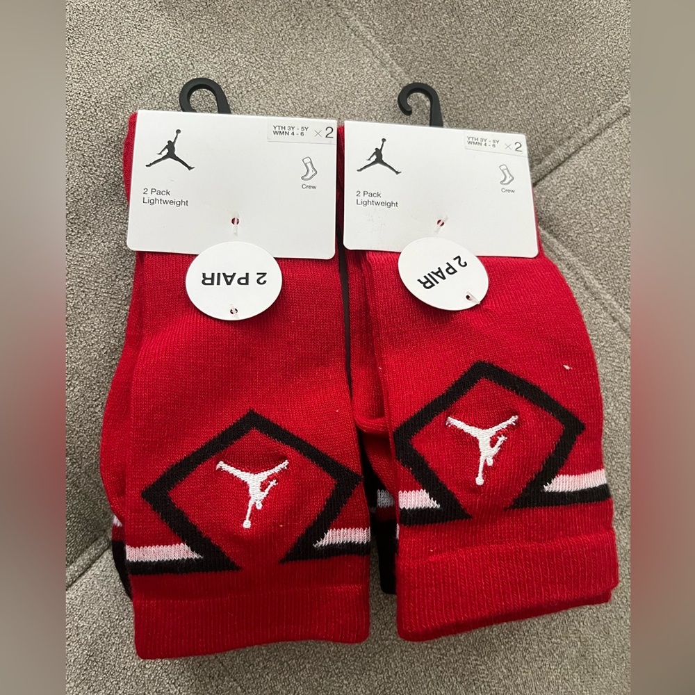 Jordan Red and Black Crew Socks 2-Pack